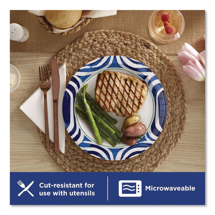 Paper Plate with Flex-Proof Technology, 10" dia, Multicolor, 64/Pack