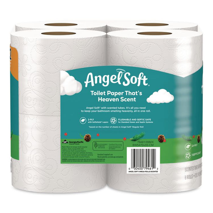 Mega Toilet Paper, Limited Edition Fresh Evergreen Scent Tube, Septic Safe, 2-Ply, White, 320 Sheets/Roll, 8 Rolls/Pack