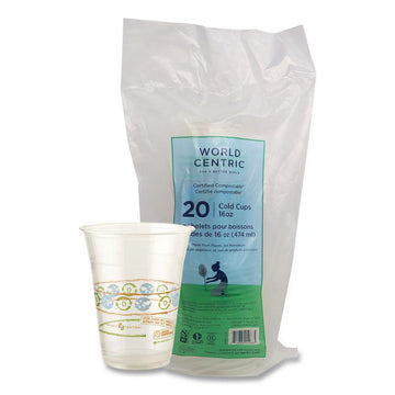 PLA Clear Cold Cups, 16 oz, 10/Pack