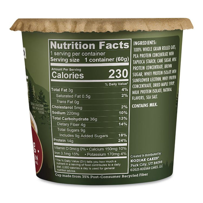 Maple Brown Sugar Oatmeal Power Cup, 2.12 oz Cup, 12/Carton