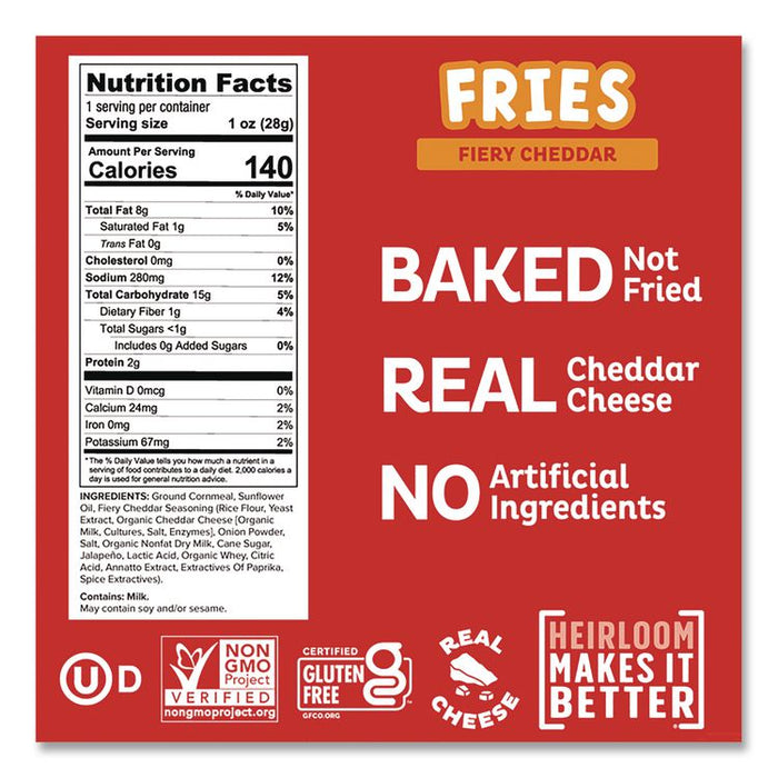 Pipcorn Fries, Fiery Cheddar, 1 oz Bag, 24/Carton