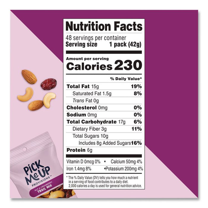 Nut and Cranberry Trail Mix, 1.5 oz Packet, 48/Box