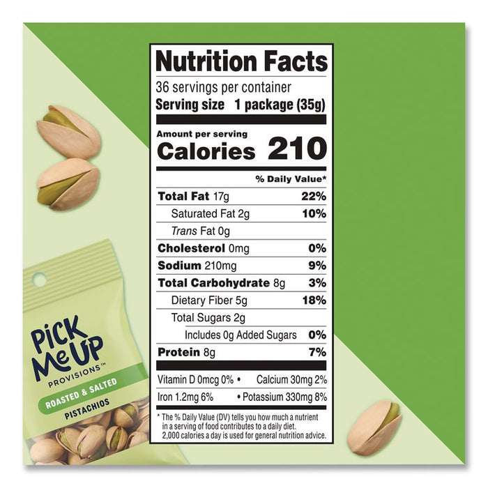 Roasted and Salted Pistachios, In Shell, 1.25 oz Packet, 36/Box