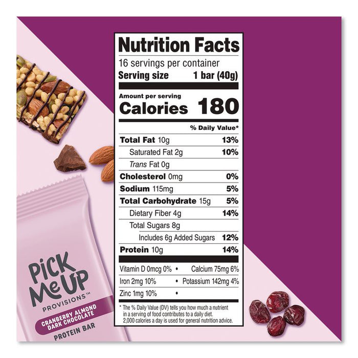 Gluten-Free Cranberry Almond Dark Chocolate Protein Bar Protein Bars, 1.4 oz Bar, 16/Box