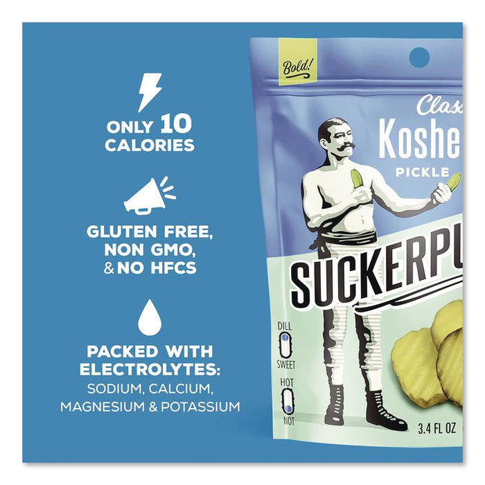 Classic Kosher Dill Pickle Packs, 3.4 oz Bag, 12/Carton
