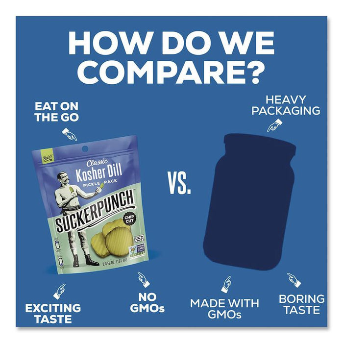 Classic Kosher Dill Pickle Packs, 3.4 oz Bag, 12/Carton