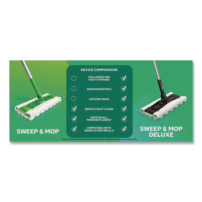 Sweep and Mop 2-in-1 Dry + Wet Floor Deluxe Mopping and Sweeping Kit, Silver Handle