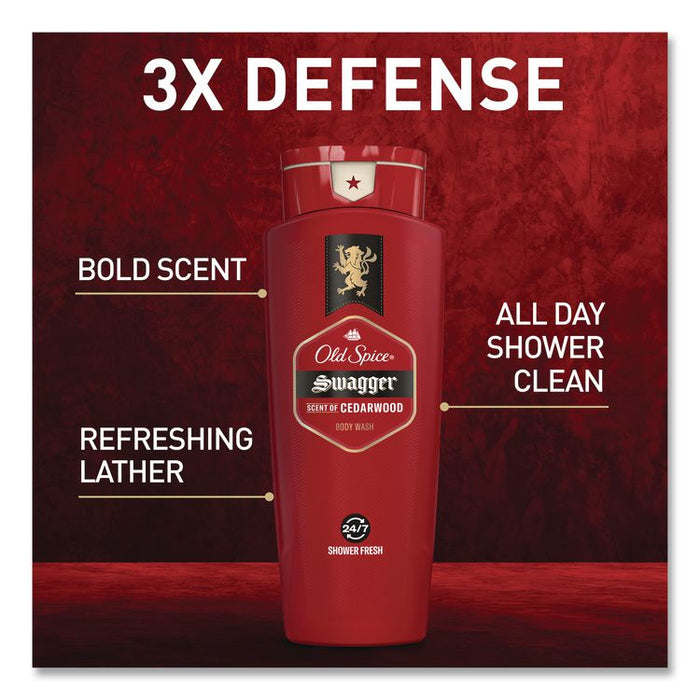 Red Zone Body Wash, Swagger/Cedarwood Scent, 3 oz, 24/Carton