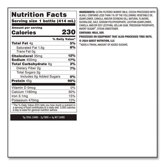 Protein Milkshakes, Chocolate, 14 oz Bottle, 12/Carton