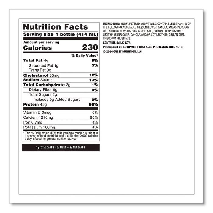 Protein Milkshakes, Vanilla, 14 oz Bottle, 12/Carton