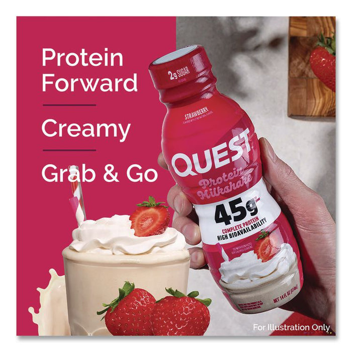 Protein Milkshakes, Strawberry, 14 oz Bottle, 12/Carton