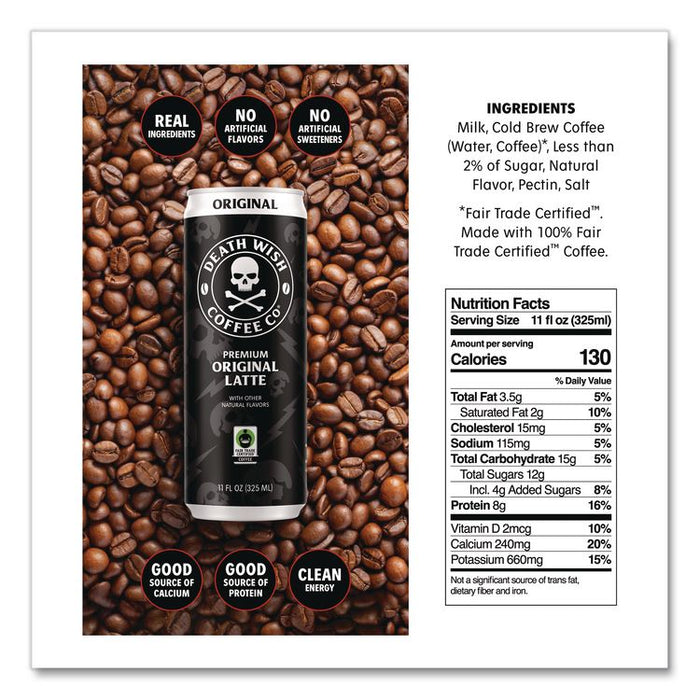 Original Latte Cold Brew Coffee, 11 oz Can, 12/Carton