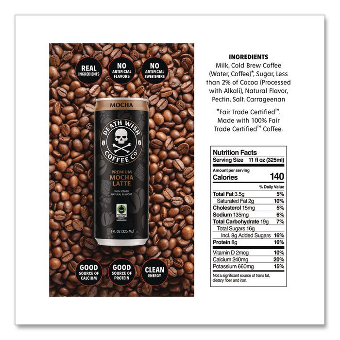Mocha Latte Cold Brew Coffee, 11 oz Can, 12/Carton