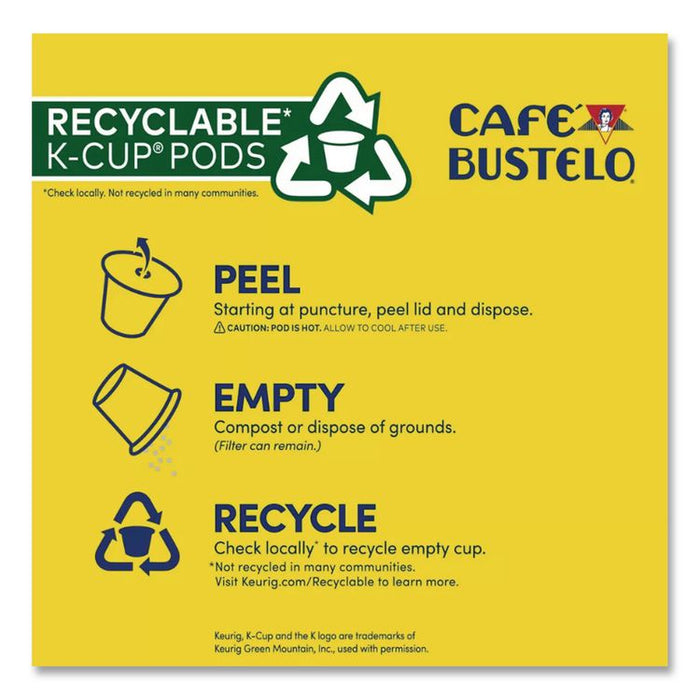 Cafe Bustelo Cafe Con Leche Coffee K-Cup, 24/Box