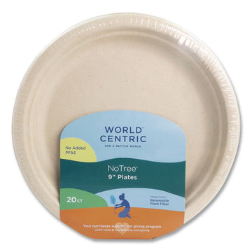 Fiber Plates, 9" dia, Natural, 20/Pack