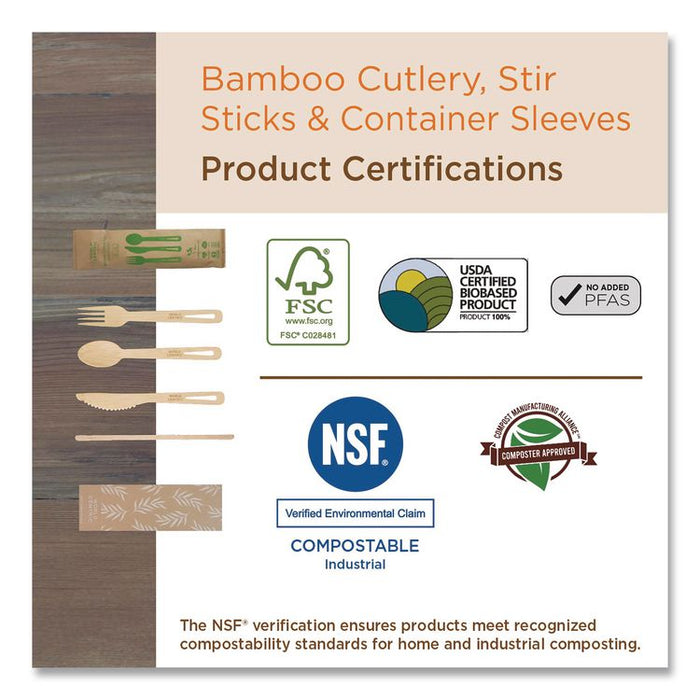Bamboo Cutlery, Medium Heavyweigh, Spoon, Paper, Natural, 24/Pack