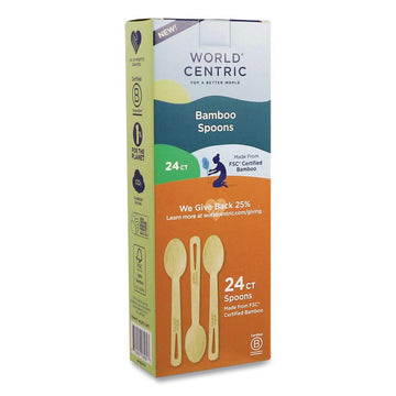 Bamboo Cutlery, Medium Heavyweigh, Spoon, Paper, Natural, 24/Pack