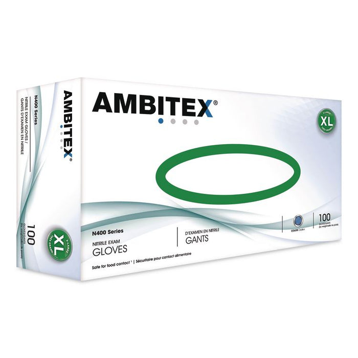 N400 Series Powder-Free Nitrile Gloves, X-Large, Blue, 100/Box
