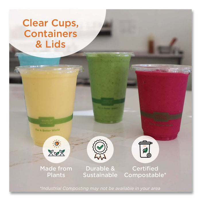 PLA Salad Bowl Lids, 5.4" dia x 0.8"h, Clear, Plastic, 450/Carton