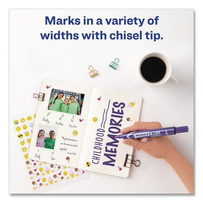 MARKS A LOT Large Desk-Style Permanent Marker, Broad Chisel Tip, Purple, Dozen