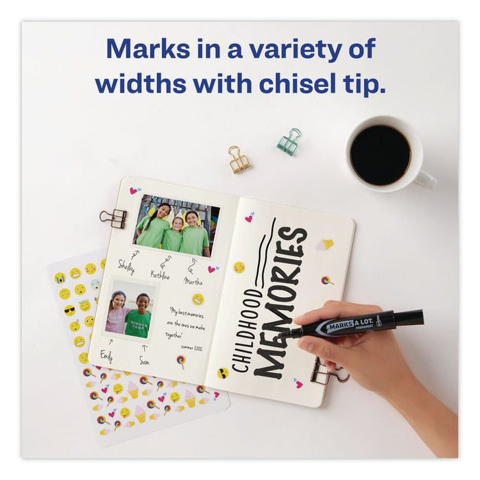 MARKS A LOT Regular Desk-Style Permanent Marker, Broad Chisel Tip, Black, Dozen