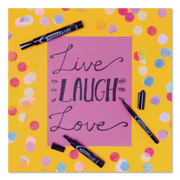 MARKS A LOT Regular Desk-Style Permanent Marker, Broad Chisel Tip, Black, Dozen
