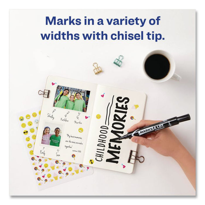 MARKS A LOT Large Desk-Style Permanent Marker Value Pack, Broad Chisel Tip, Black, 36/Pack