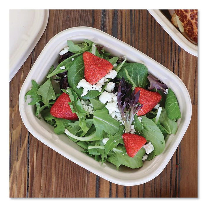Laminated Fiber Containers, 30 oz, 6.7 x 8.7 x 2.1, Natural, Sugarcane Fiber, 400/Carton