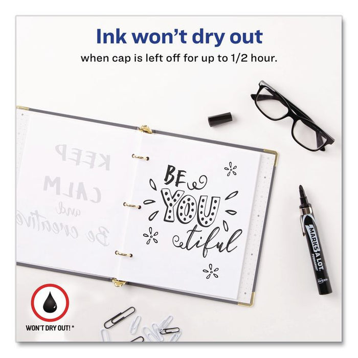 MARKS A LOT Large Desk-Style Permanent Marker with Metal Pocket Clip, Broad Bullet Tip, Black