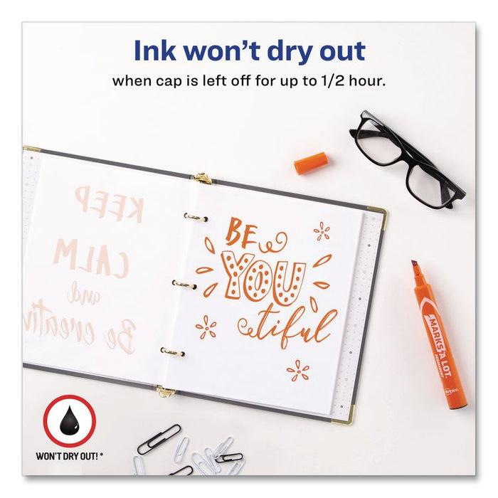 MARKS A LOT Large Desk-Style Permanent Marker, Broad Chisel Tip, Orange, Dozen