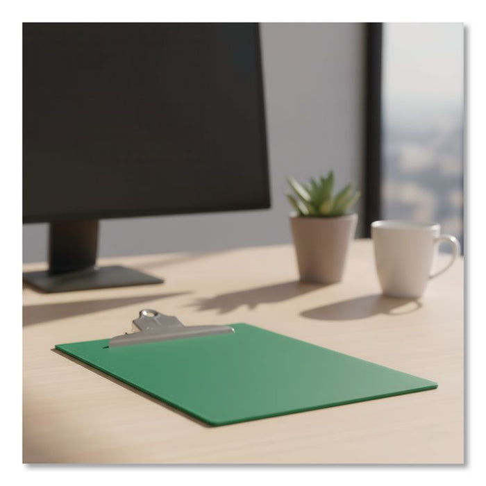 Recycled Plastic Clipboard with Ruler Edge, 1" Clip Capacity, Holds 8.5 x 11 Sheets, Green