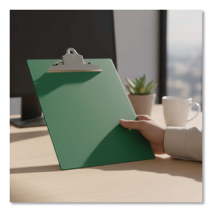 Recycled Plastic Clipboard with Ruler Edge, 1" Clip Capacity, Holds 8.5 x 11 Sheets, Green