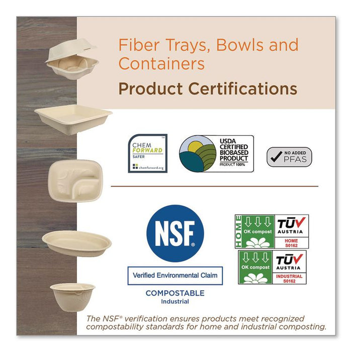 Fiber Containers, 17 oz, 6.02 x 8.02 x 1.5, Natural, Sugarcane Fiber, 400/Carton