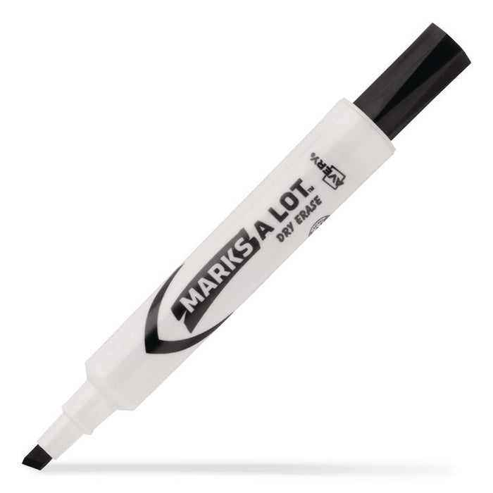 MARKS A LOT Desk-Style Dry Erase Marker, Broad Chisel Tip, Black, Dozen