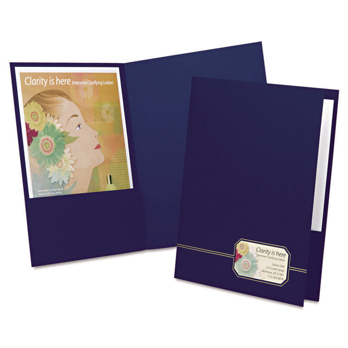 Monogram Executive Twin Pocket Folders, Accommodates (80) 11 x 8.5 Sheets, Blue/Gold, 4/Pack