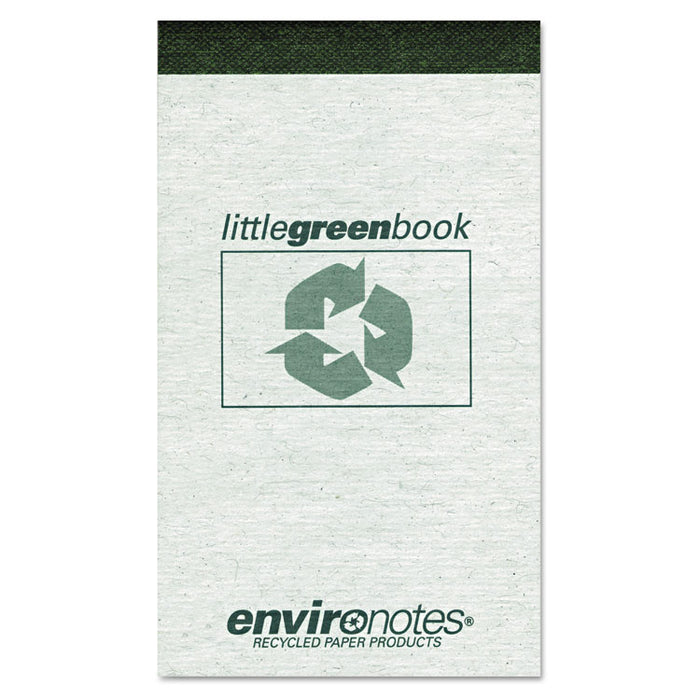 Environotes Little Green Notepad, Gray Cover, Wide/Legal Rule, (60) White 3 x 5 Sheets