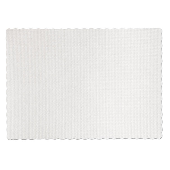 Placemats, Knurl Embossed Surface, Scalloped Edges, 13.5" x 9.5", White, 1,000/Carton