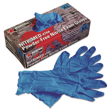 Nitri-Med Disposable Nitrile Gloves, Powder-Free, X-Large, 6 mil, Blue, 100/Box