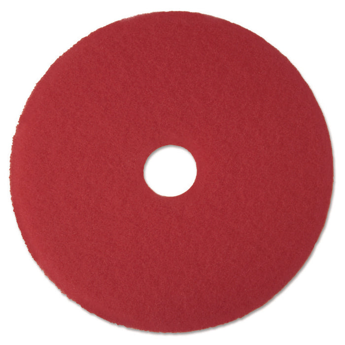 Low-Speed Buffer Floor Pads 5100, 19" Diameter, Red, 5/Carton