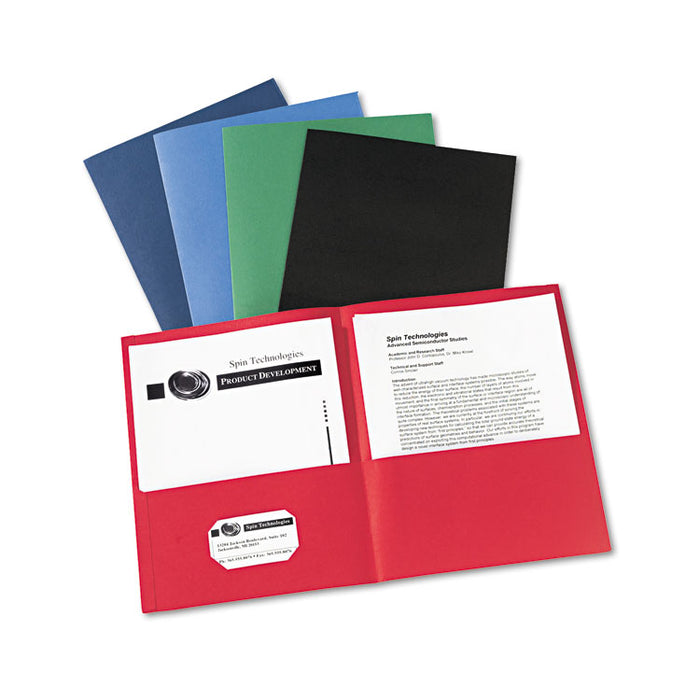 Two-Pocket Folder, Accommodates (40) 11 x 8.5 Sheets, Assorted Colors, 25/Box