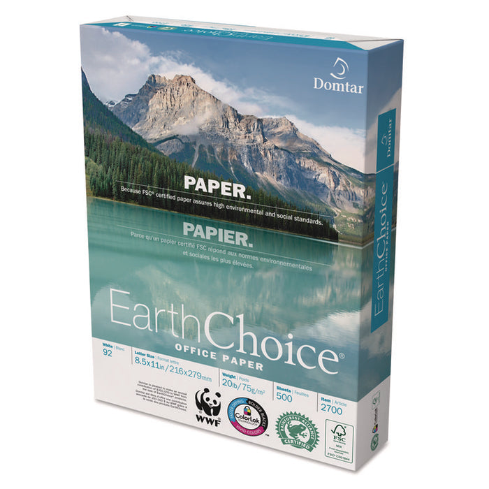 EarthChoice Office Paper, 92 Bright, 20 lb Bond Weight, 8.5 x 11, White, 500 Sheets/Ream, 10 Reams/Carton