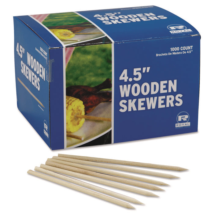 Wooden Skewers, 4.5", White, 10,000/Carton