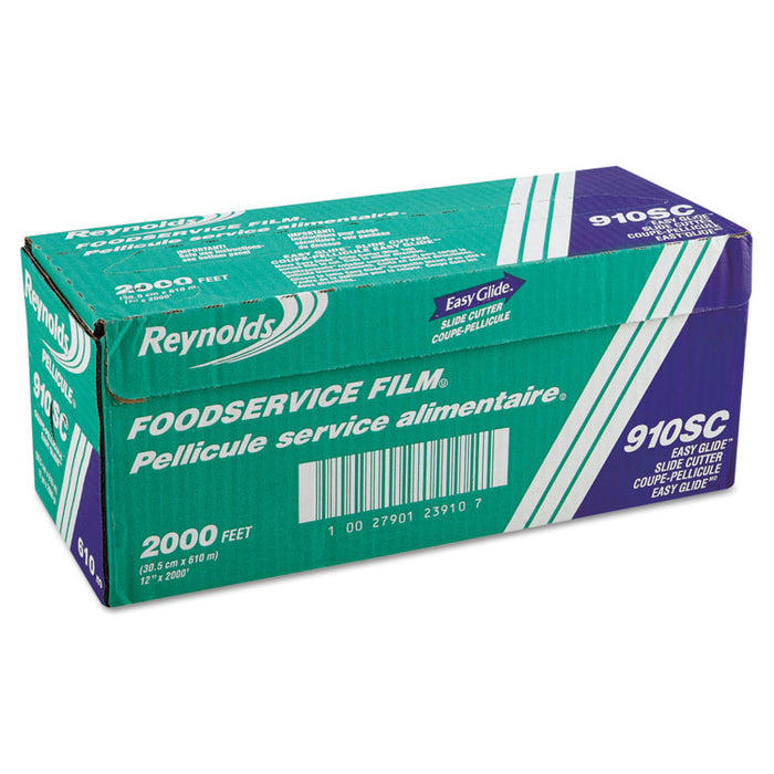 PVC Food Wrap Film Roll in Easy Glide Cutter Box, 12" x 2,000 ft