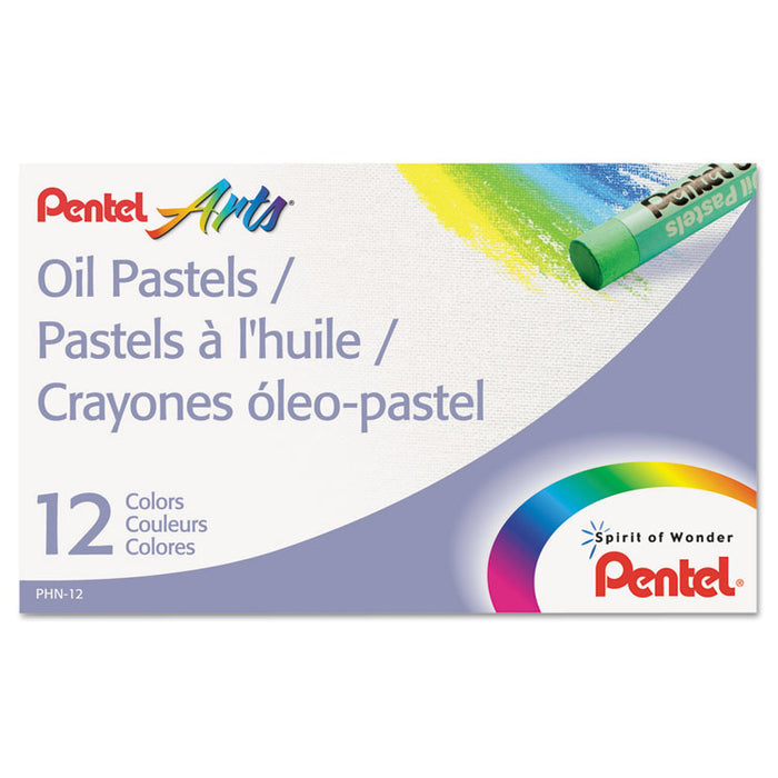 Oil Pastel Set With Carrying Case, 12 Assorted Colors, 0.38" dia x 2.38", 12/Set