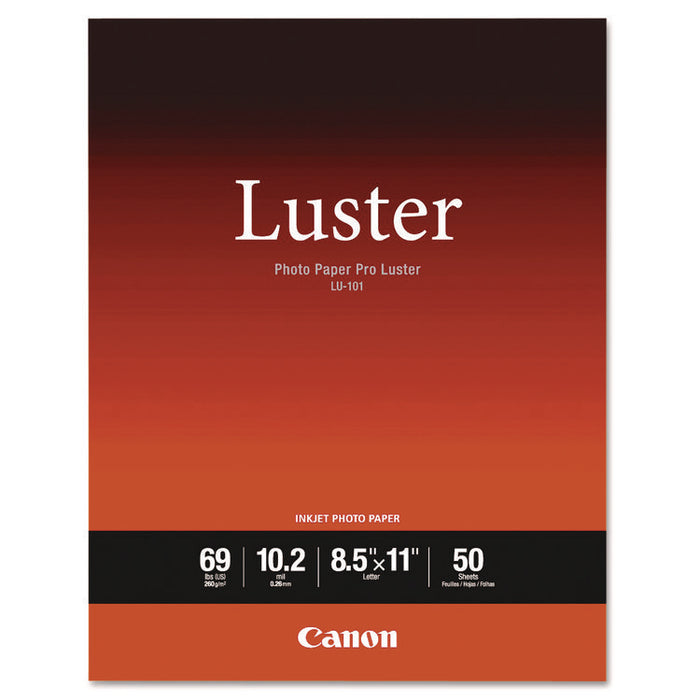 PRO Luster Inkjet Photo Paper, 10.2 mil, 8.5 x 11, Luster White, 50/Pack