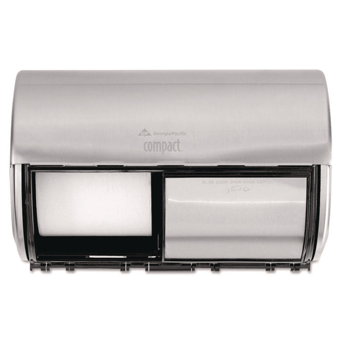 Compact Coreless Side-by-Side Double Roll Tissue Dispenser, 10.13 x 6.75 x 7.13, Stainless Steel