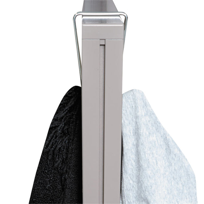 Double Sided Partition Garment Hook, Steel, 0.5 x 3.38 x 4.75, Over-the-Door/Over-the-Panel Mount, Silver, 2/Pack