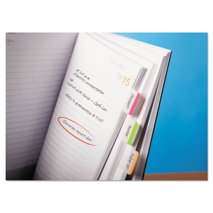 1" Lined Tabs, 1/5-Cut, Assorted Bright Colors, 1" Wide, 66/Pack