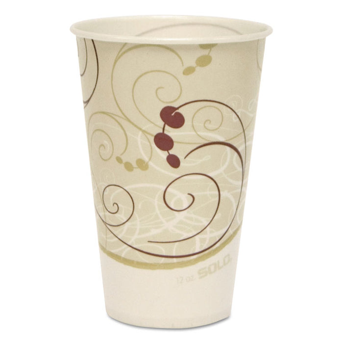 Symphony Treated-Paper Cold Cups, ProPLanet Seal, 12 oz, White/Beige/Red, 100/Bag, 20 Bags/Carton