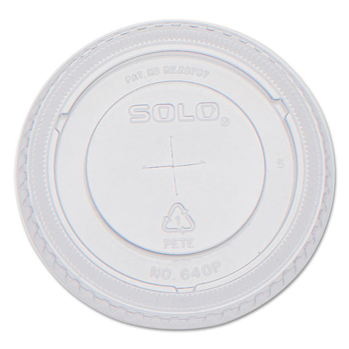 PETE Flat Straw-Slot Cold Cup Lids, Fits 12 oz Cold Cups, Plastic, Clear, 100/Pack, 25 Packs/Carton